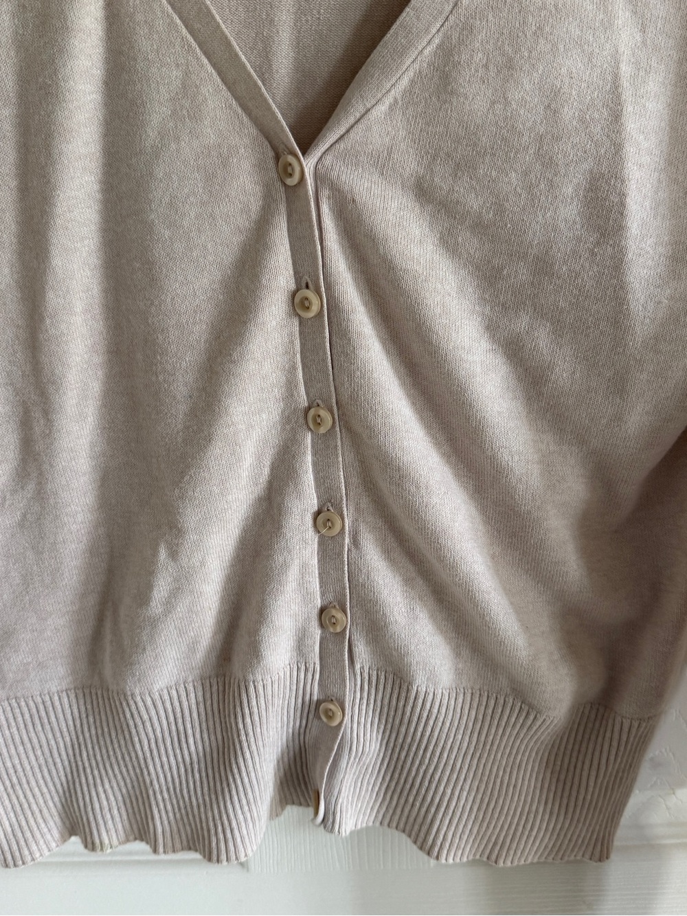 H&M Cream Button-Down V-Neck Ribbed Top - Picture 3 of 6